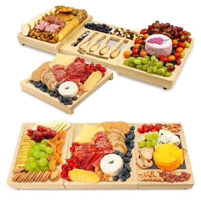 Juego de regalos de tablero de queso de bambú